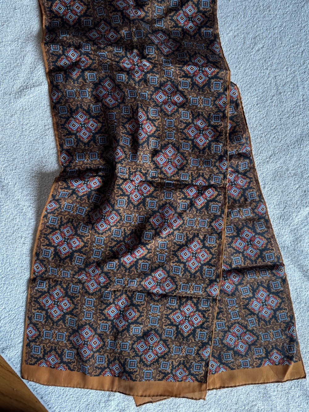 Echo Brown and Black Geometric Silk Scarf